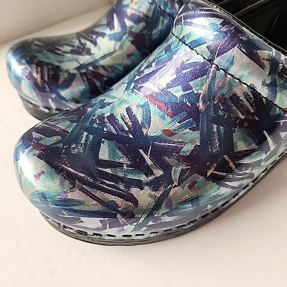 Dansko Professional Clog Painted Multicolor Patent Leather Size EU 38 US 7.5 8 - Picture 2 of 11